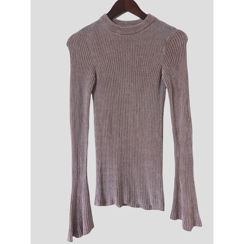 (nude Brand) ribbed bell sleeve sweater Brown Made In Italy M /40